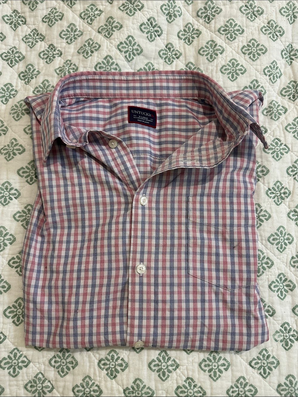 UNTUCKit Men’s Plaid Button-Down Shirt in Red and Blue